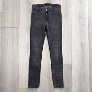 Brockenbow Womens Size 26 Grey Embroidered Skinny Jeans Emma Medium Waist